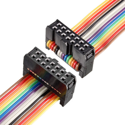 Harfington Uxcell IDC Rainbow Wire Flat Ribbon Cable 14P D-type FC/FC Connector 2.54mm Pitch 1m/39.3inch Length