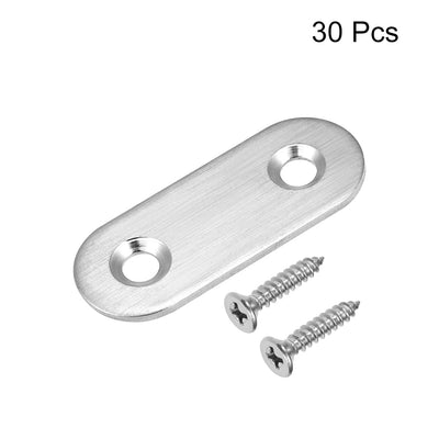 Harfington Uxcell Repair Plate, 40mm x 16mm, Flat Fixing Mending Bracket Connector with Screws, 30 Pcs