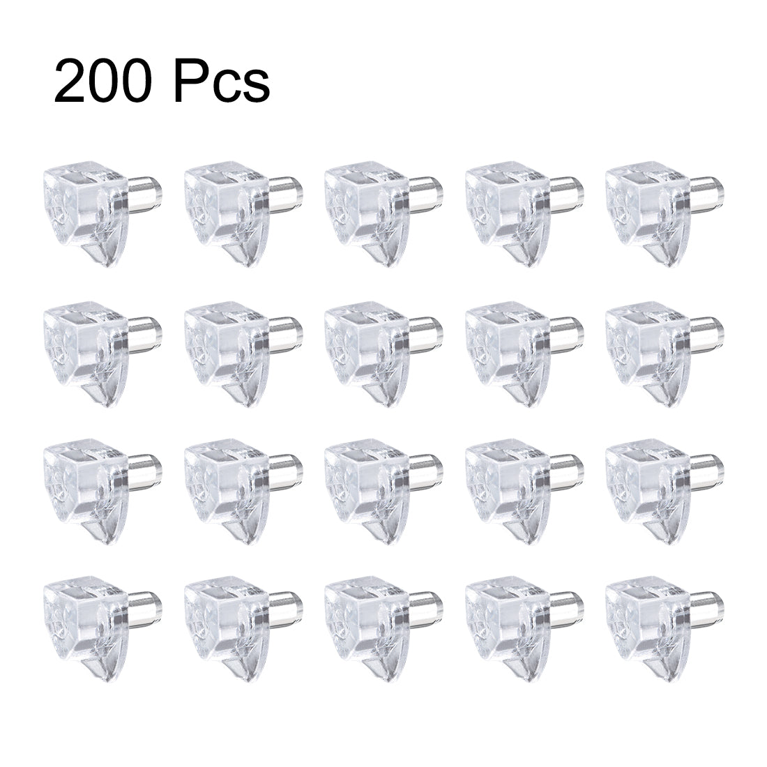 uxcell Uxcell 200pcs Plastic Shelf Support Pegs,5mm Cabinet Shelf Clips,Shelf Steel Pin Peg,Clear Bracket Style,for Kitchen Furniture Book Shelves Supplies