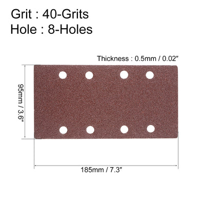 Harfington Uxcell 240-Grits 8-Holes Hook and Loop Sanding Sheet, 7.3 x 3.6-inch Wet Dry Aluminum Oxide Sandpaper for Sander 5pcs