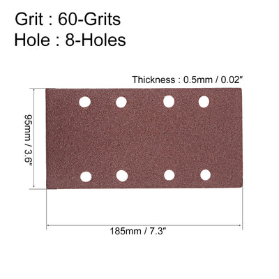 Harfington Uxcell 100-Grits 8-Holes Hook and Loop Sanding Sheet, 7.3 x 3.6-inch Wet Dry Aluminum Oxide Sandpaper for Sander 10pcs