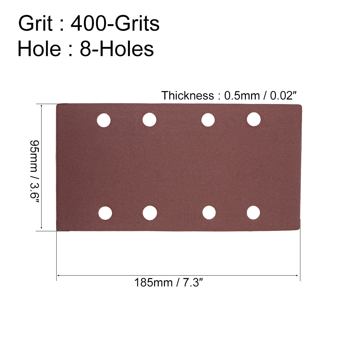 Uxcell Uxcell 100-Grits 8-Holes Hook and Loop Sanding Sheet, 7.3 x 3.6-inch Wet Dry Aluminum Oxide Sandpaper for Sander 10pcs