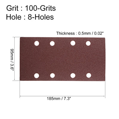 Harfington Uxcell 100-Grits 8-Holes Hook and Loop Sanding Sheet, 7.3 x 3.6-inch Wet Dry Aluminum Oxide Sandpaper for Sander 10pcs