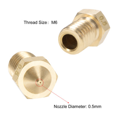 Harfington Uxcell 0.5mm 3D Printer Nozzle Head M6 Thread Replacement for V5 V6 3mm Extruder Print, Brass 4pcs