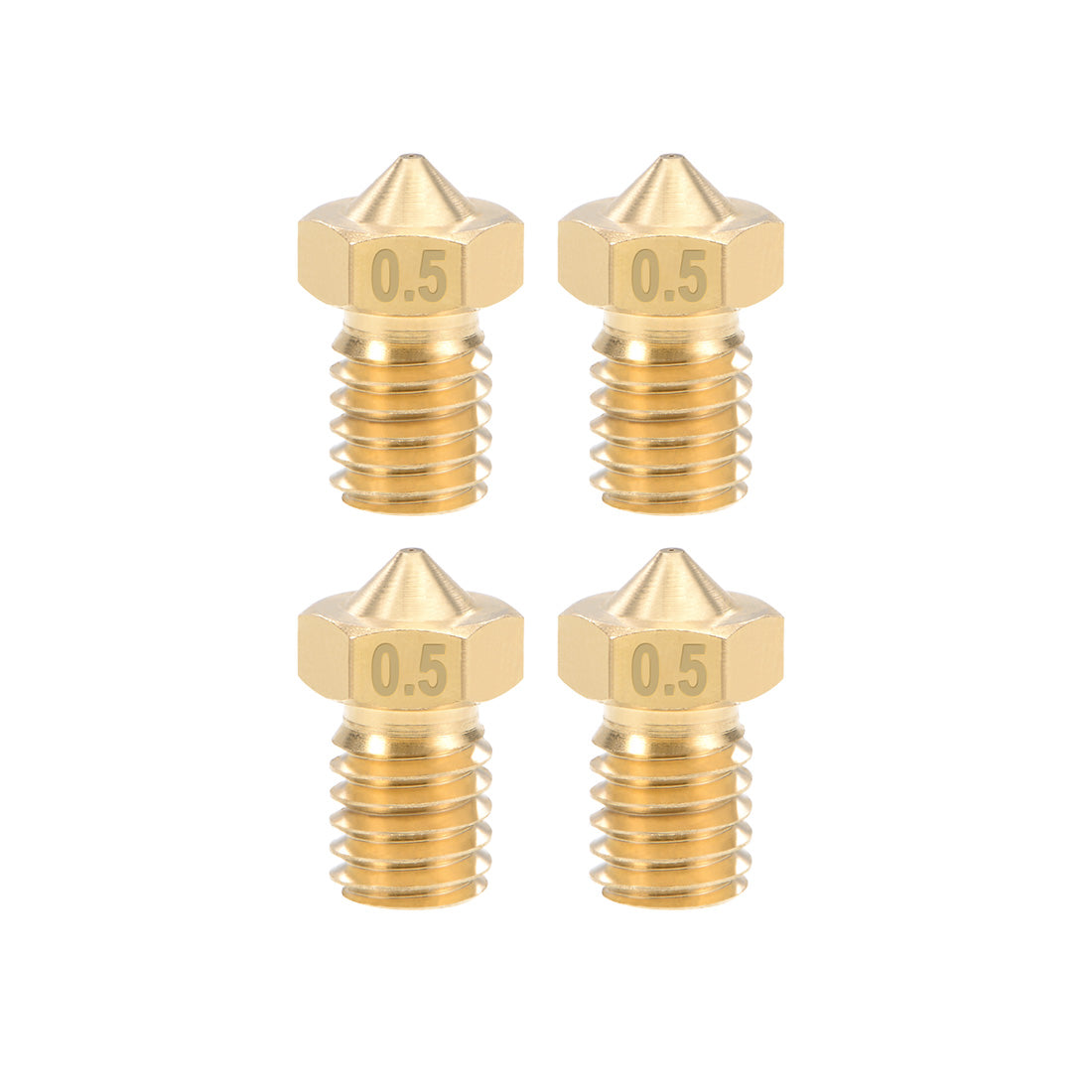 uxcell Uxcell 0.5mm 3D Printer Nozzle Head M6 Thread Replacement for V5 V6 3mm Extruder Print, Brass 4pcs