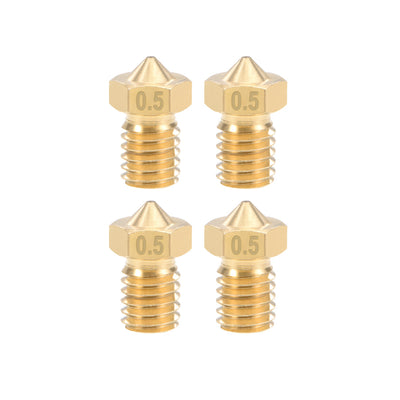 Harfington Uxcell 0.5mm 3D Printer Nozzle Head M6 Thread Replacement for V5 V6 3mm Extruder Print, Brass 4pcs