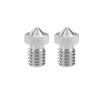 uxcell Uxcell 0.6mm 3D Printer Nozzle Head M6 for 1.75mm Extruder Print 2pcs