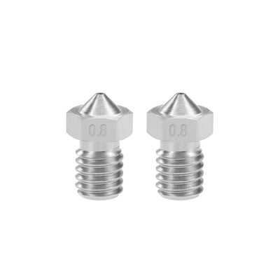 uxcell Uxcell 0.8mm 3D Printer Nozzle Head M6 Thread Replacement for V5 V6 3mm Extruder Print, Stainless Steel 2pcs