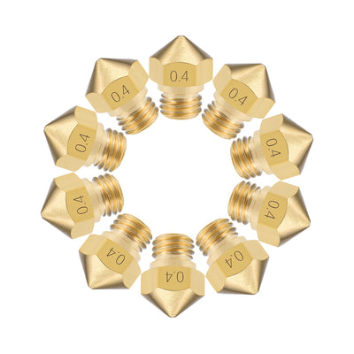 uxcell Uxcell 0.4mm 3D Printer Nozzle Head M7 for MK10 1.75mm Extruder Print, Brass 10pcs