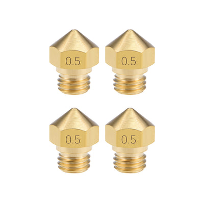 uxcell Uxcell 0.5mm 3D Printer Nozzle Head M7 for MK10 1.75mm Extruder Print, Brass 4pcs