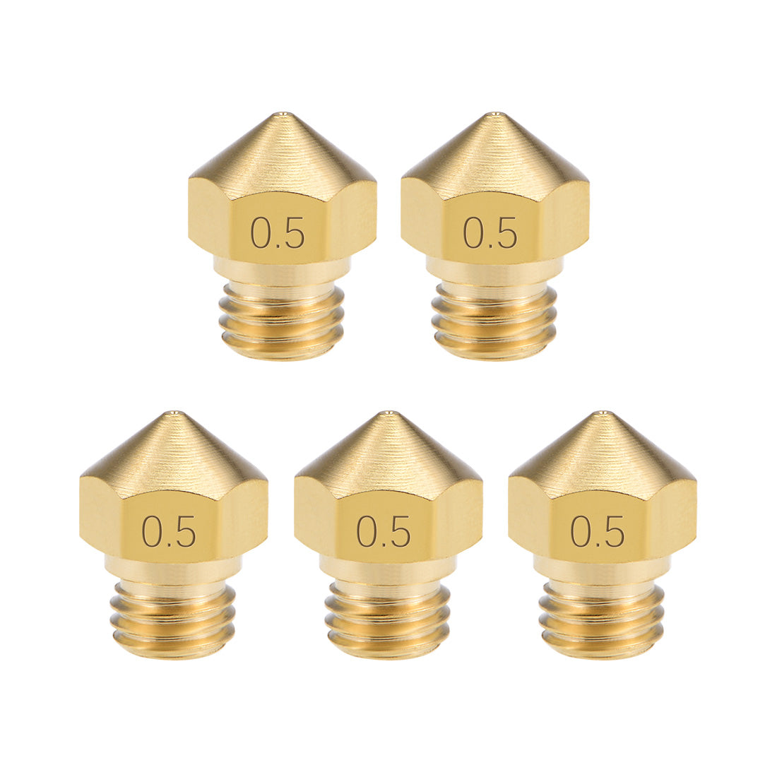 uxcell Uxcell 0.5mm 3D Printer Nozzle Head M7 for MK10 1.75mm Extruder Print, Brass 5pcs