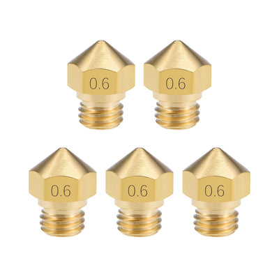 uxcell Uxcell 0.6mm 3D Printer Nozzle for MK10, for 1.75mm Filament,  5pcs