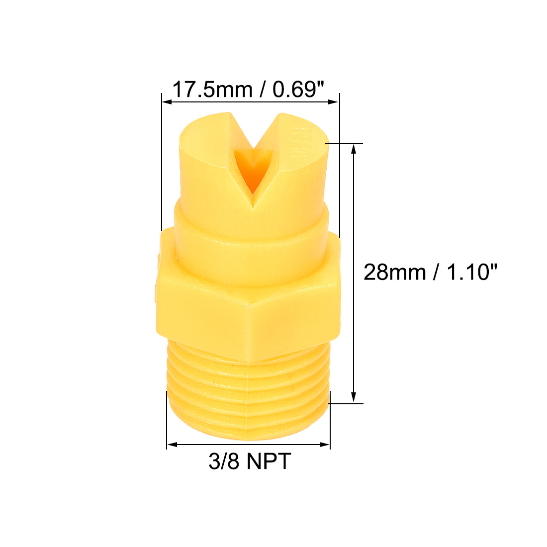 uxcell Uxcell Flat Fan Spray Tip, 3/8NPT Male Thread PP Nozzle, 3 Pcs (65 Degree, 3.6mm Orifice Diameter)
