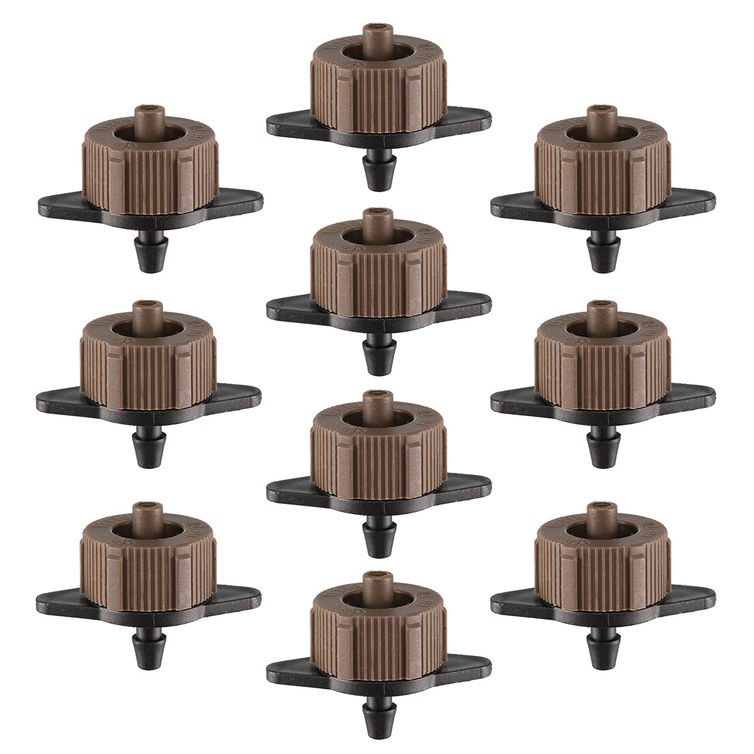 uxcell Uxcell Pressure Compensating Dripper 2 GPH 8L/H Emitter for Garden Lawn Drip Irrigation with Barbed Hose Connector, Plastic Black Brown 50pcs
