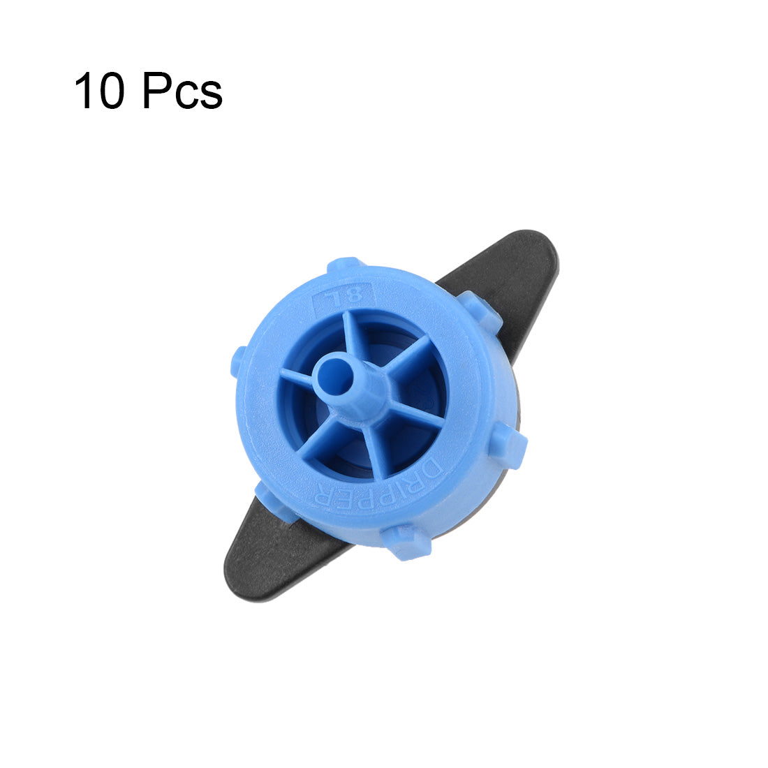 uxcell Uxcell Pressure Compensating Dripper 2GPH 8L/H Emitter for Garden Lawn Drip Irrigation with Barbed Hose Connector Plastic Black Blue 10pcs