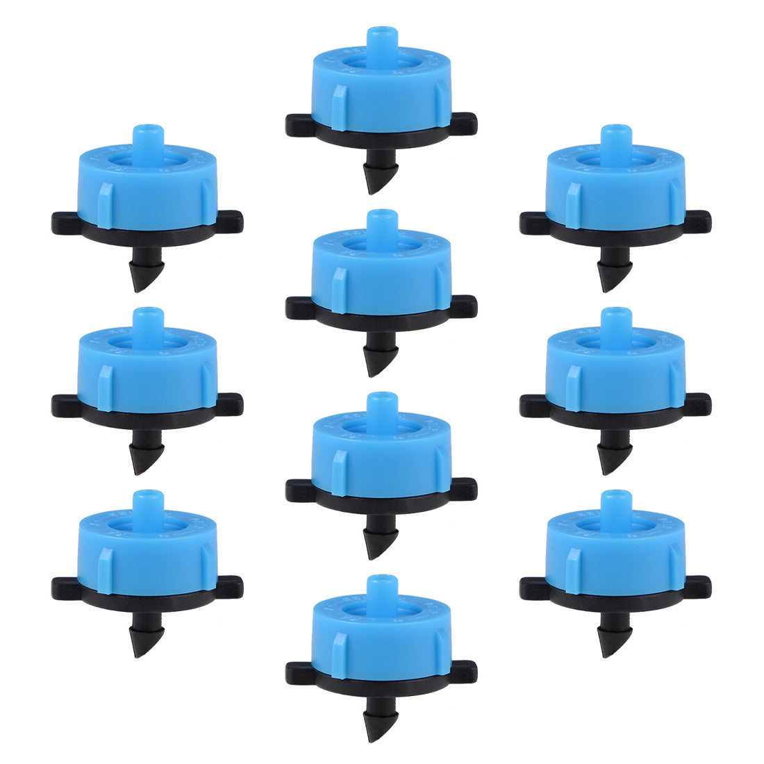 uxcell Uxcell Pressure Compensating Dripper 4GPH 16L/H Emitter for Garden Lawn Drip Irrigation with Barbed Hose Connector Plastic Black Blue 15pcs