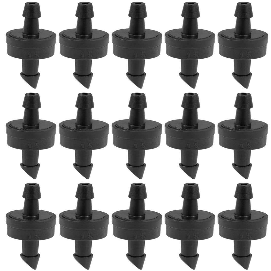 uxcell Uxcell Pressure Compensating Dripper 2.6GPH 10L/H Emitter for Garden Lawn Drip Irrigation with Barbed Hose Connector Plastic Black 25pcs