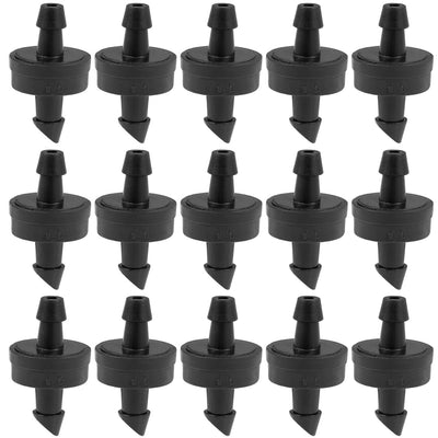 Harfington Uxcell Pressure Compensating Dripper 2.6GPH 10L/H Emitter for Garden Lawn Drip Irrigation with Barbed Hose Connector Plastic Black 25pcs