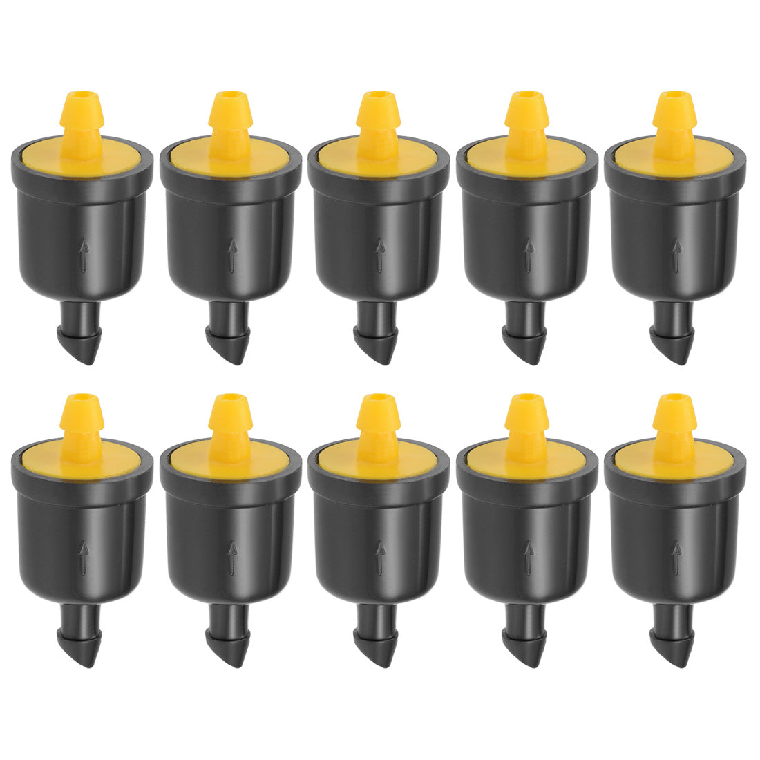 uxcell Uxcell Pressure Compensating Dripper 5GPH 20L/H Emitter for Garden Lawn Drip Irrigation with Barbed Hose Connector Plastic Yellow 10pcs