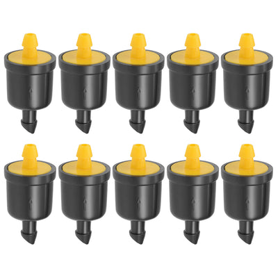 uxcell Uxcell Pressure Compensating Dripper 5 GPH 20L/H Emitter for Garden Lawn Drip Irrigation with Barbed Hose Connector Plastic Yellow 50pcs