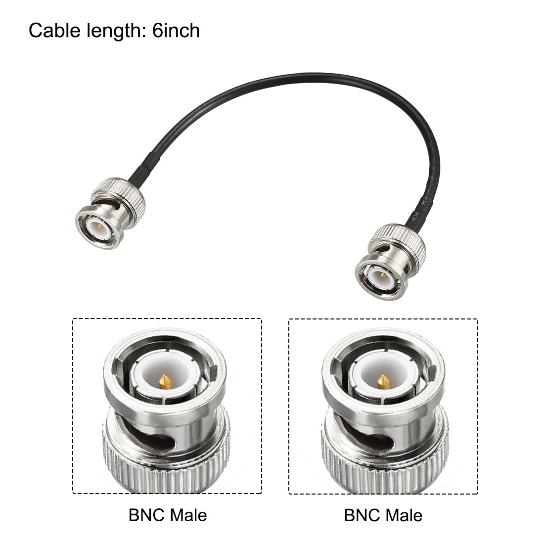 Uxcell Uxcell BNC Male to Male Coaxial Jumper Cable 50 Ohm 8 Inch RG174