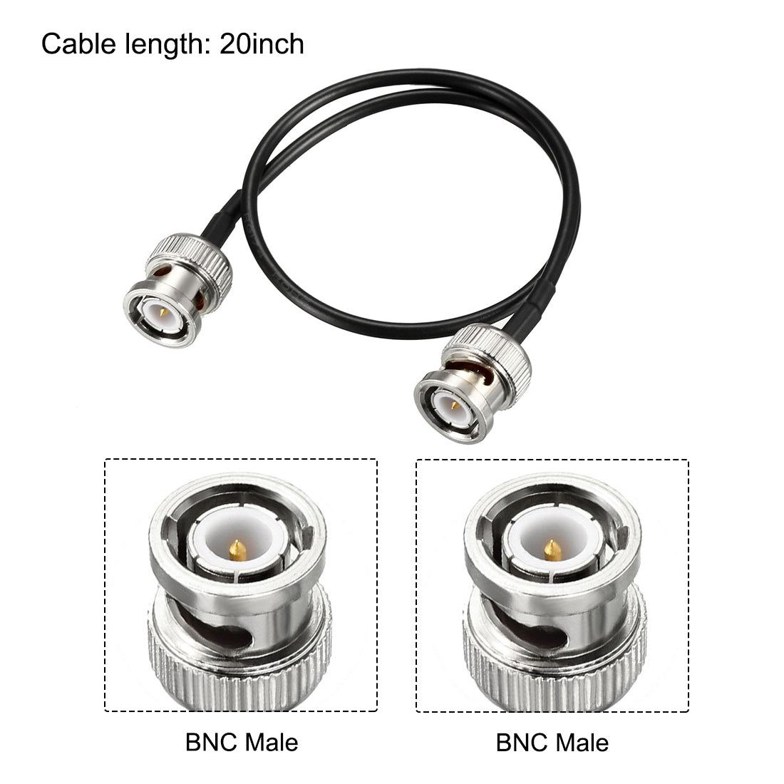 uxcell Uxcell BNC Male to Male Coaxial Jumper Cable 50 Ohm RG174 Shorter Length 2pcs