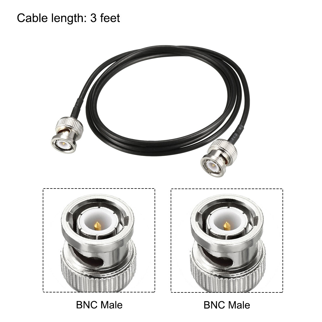 uxcell Uxcell BNC Male to Male Coaxial Jumper Cable 50 Ohm RG174