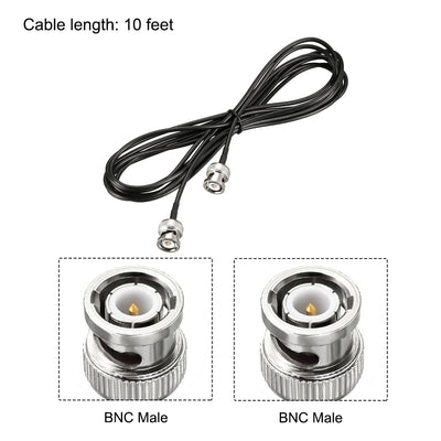 Harfington Uxcell BNC Male to Male Coaxial Jumper Cable 50 Ohm RG174 Longer Length 2pcs