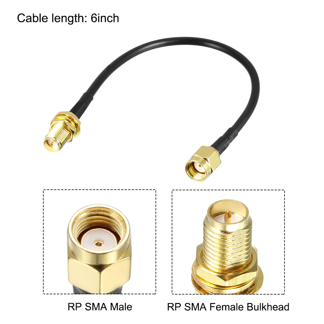 Uxcell Antenna Extension Cable RPSMA Male to RPSMA Female RG174
