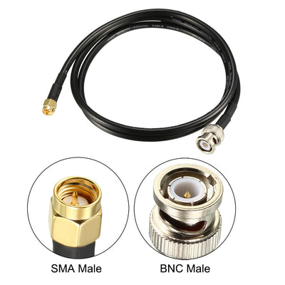Harfington Uxcell RG58 Coaxial Cable with BNC Male to SMA Male Connectors 50 Ohm 3 ft