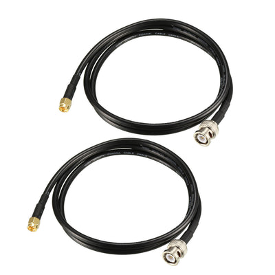 uxcell Uxcell RG58 Coaxial Cable with BNC Male to SMA Male Connectors 50 Ohm 3 ft 2pcs