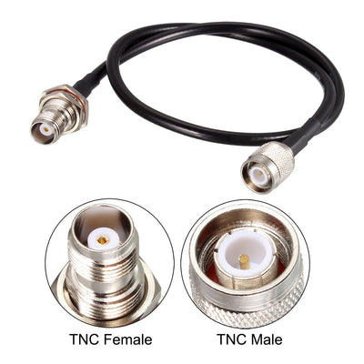 Harfington Uxcell RG58 RF Coaxial Cable TNC Male to TNC Female Pigtail Jumper Cable 20 Inch 2pcs