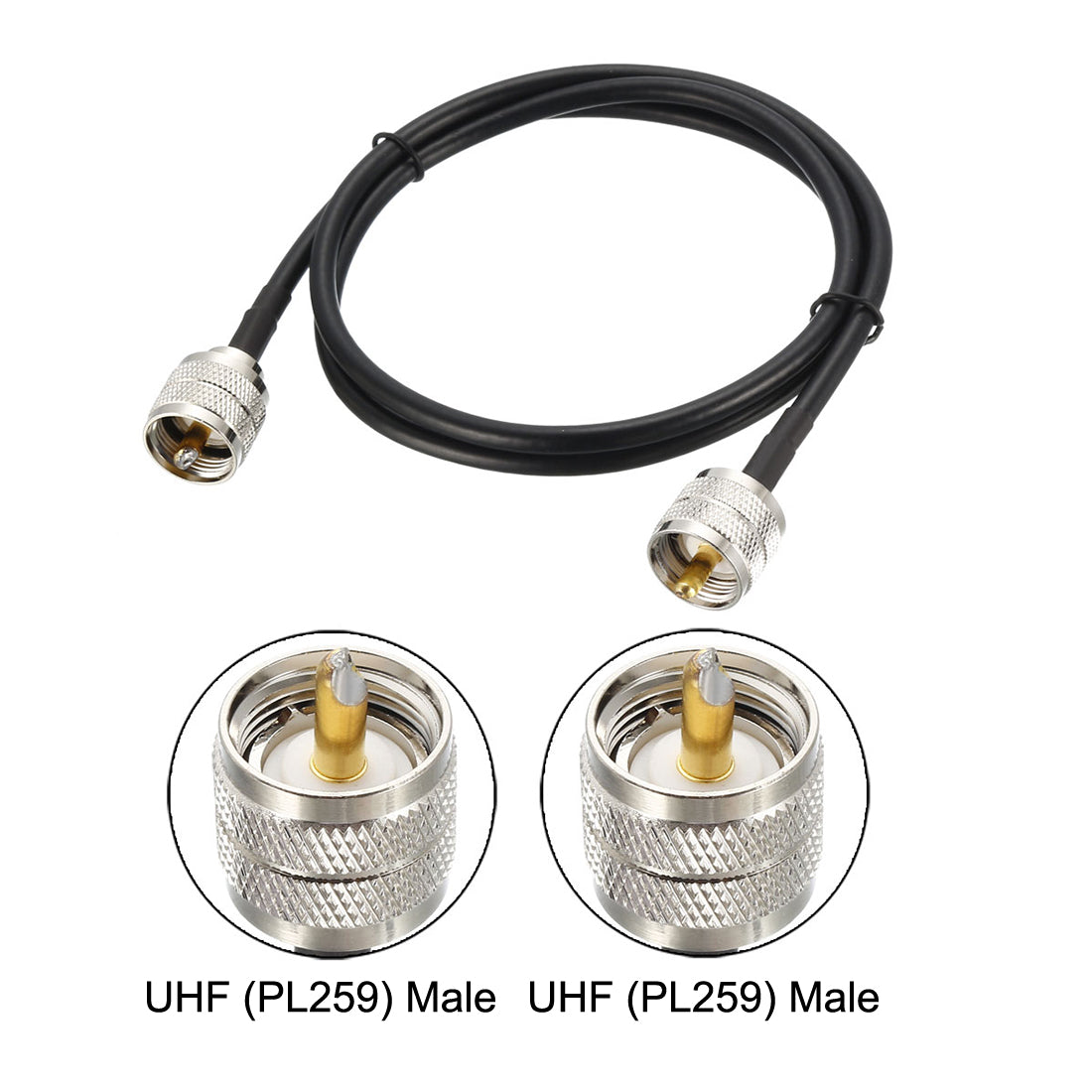 uxcell Uxcell RG58 RF Coax Cable UHF () Male to UHF () Male Antenna Cable 3 Ft 2pcs