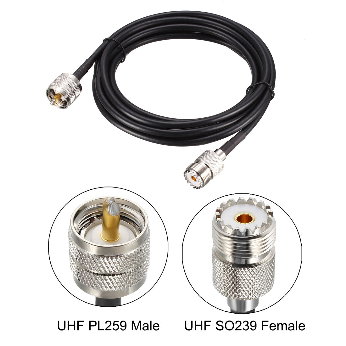 Uxcell Uxcell UHF  Female to UHF PL259 Male Low Loss RG58 Coax Cable 10 Ft