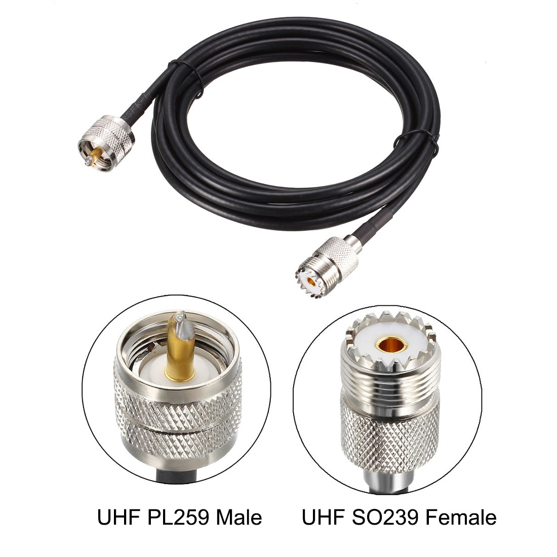 Uxcell Uxcell UHF  Female to UHF PL259 Male Low Loss RG58 Coax Cable 10 Ft