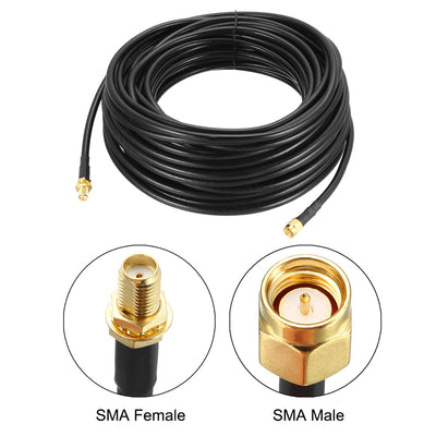 Harfington Uxcell SMA Male to SMA Female Antenna Extension Coax Cable RG58 50 ft