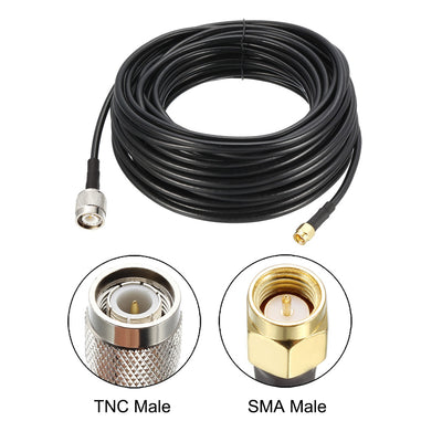 Harfington Uxcell SMA Male to TNC Male RG58 RF Coaxial Cable 50 Ft