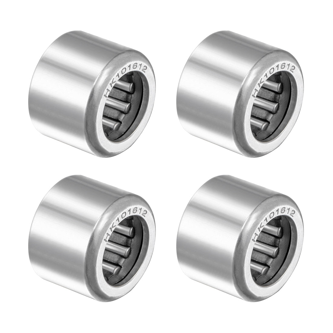 uxcell Uxcell HK101612 Drawn Cup Needle Roller Bearings 10mm Bore, 16mm OD, 12mm Width 4pcs