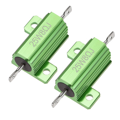 uxcell Uxcell 25W 8 Ohm 5% Aluminum Housing Resistor Wirewound Resistor Green Tone 2 Pcs