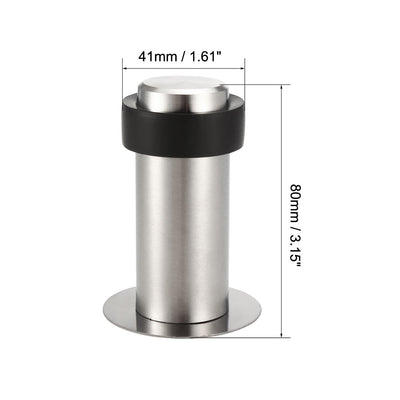 Harfington Uxcell Stainless Steel Door Stopper Cylindrical Floor Mount Brushed, Double-Sided Adhesive Sheets No Need to Drill, 80mm Height