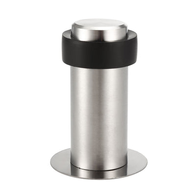 Harfington Uxcell Stainless Steel Door Stopper Cylindrical Floor Mount Brushed, Double-Sided Adhesive Sheets No Need to Drill, 80mm Height