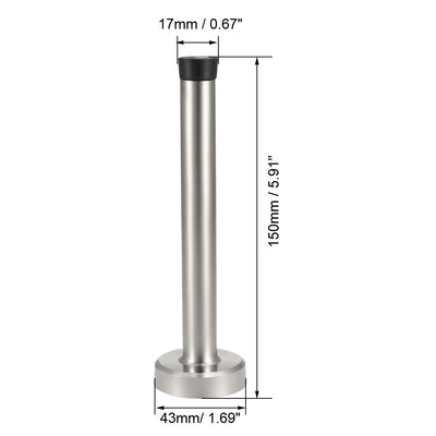 Harfington Uxcell Door Stopper 201 Stainless Steel with Sound Dampening Rubber Bumper - Wall Mount Door Holder w Hardware Screws, Brushed Finish, 150mm Height