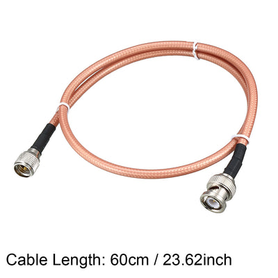 Harfington Uxcell Low Loss RF Coaxial Cable Connection Coax Wire RG-142 BNC Male to Mini UHF Male 60cm