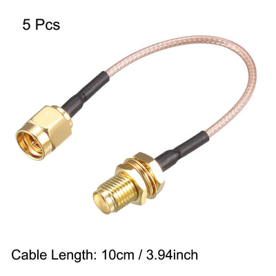 Harfington Uxcell Low Loss RF Coaxial Cable Connection Coax Wire RG-178 SMA Female to SMA Male 10cm 5pcs