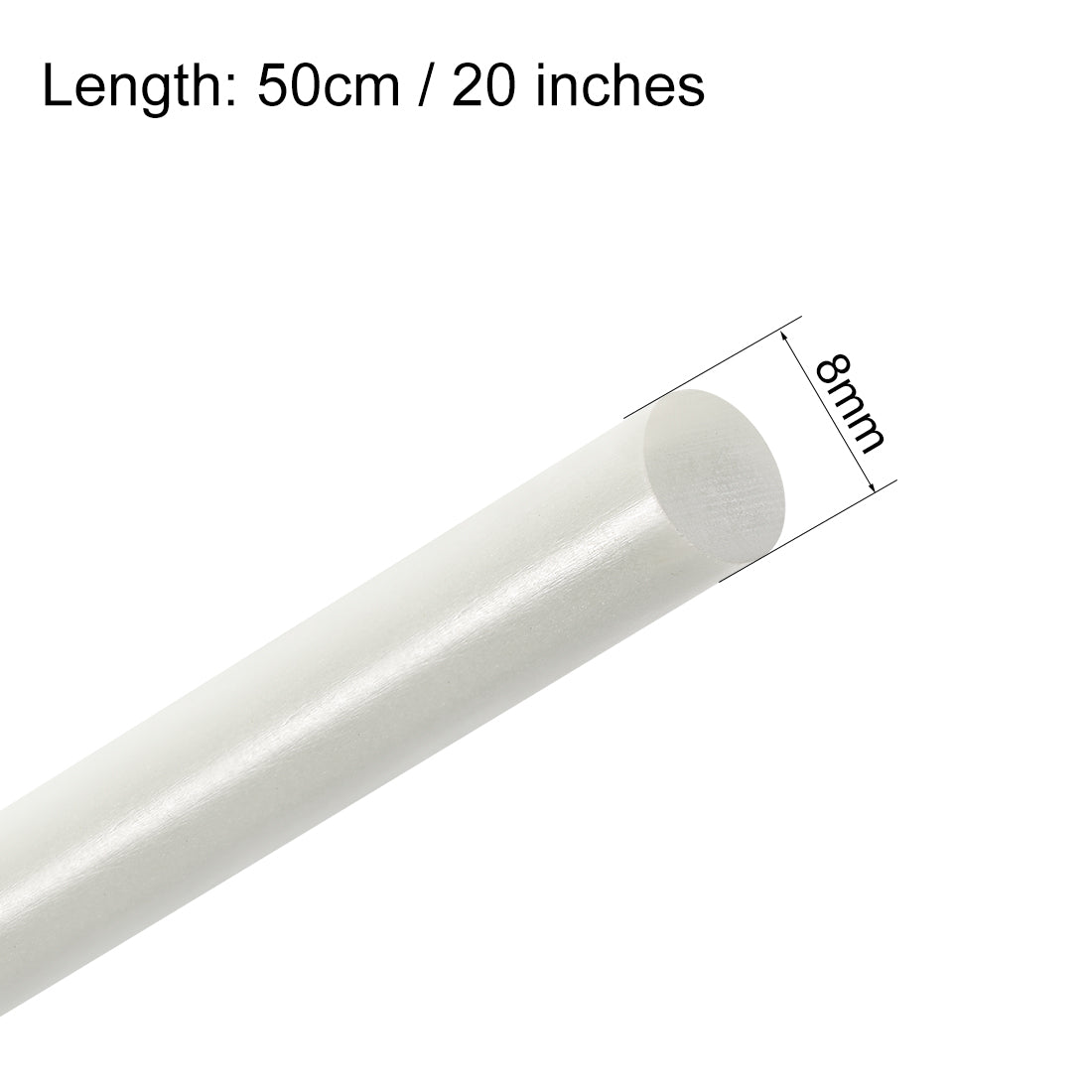 uxcell Uxcell FRP Fiberglass Round Rod,8mm Dia 50cm Long,White,Engineering Round Bar 2pcs