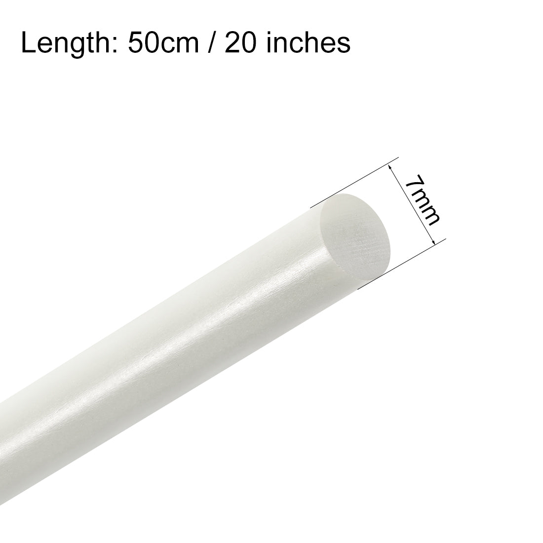 uxcell Uxcell FRP Fiberglass Round Rod,7mm Dia 50cm Long,White Engineering Round Bars Rods