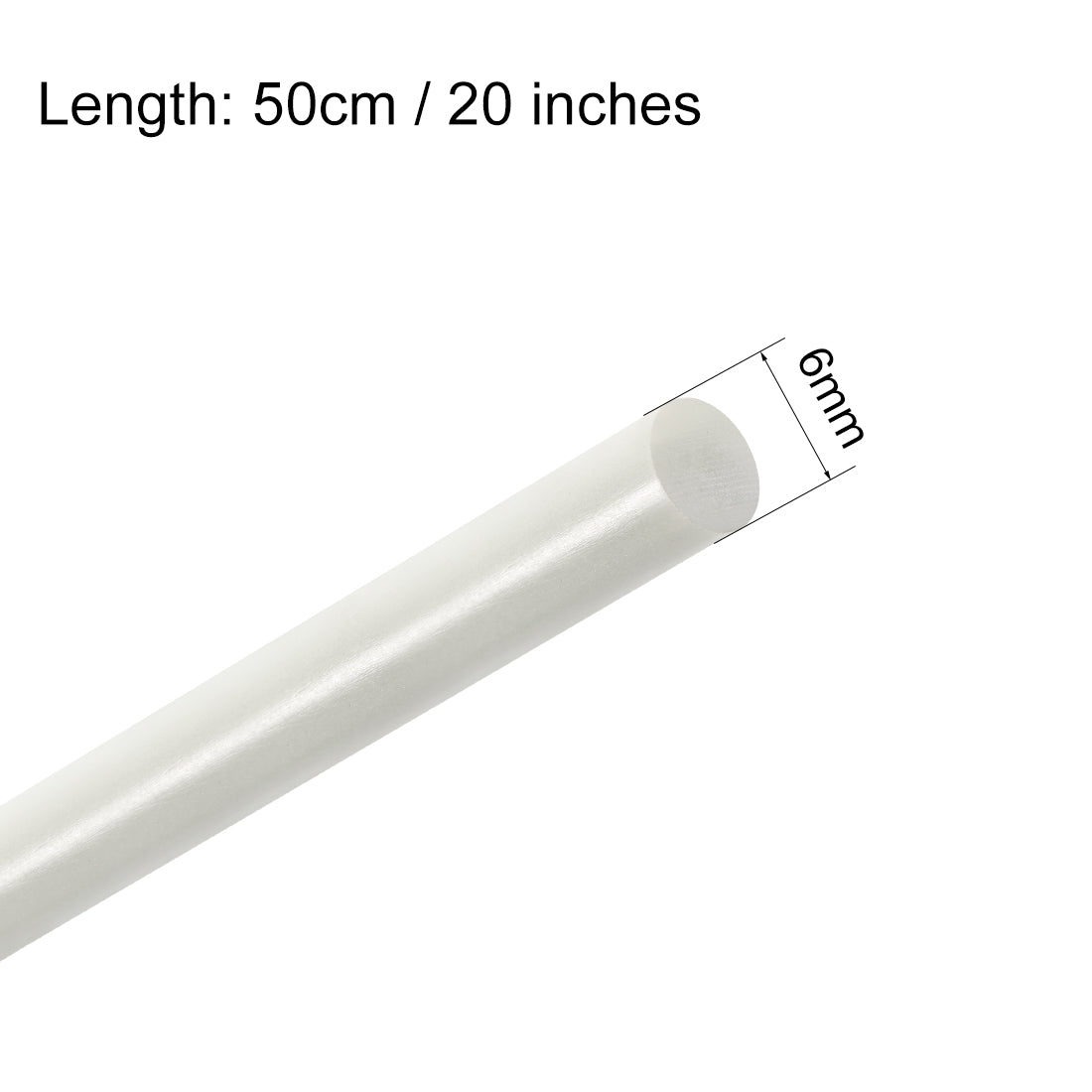 uxcell Uxcell FRP Fiberglass Round Rod,6mm Dia 50cm Long,White Engineering Round Bar 2pcs