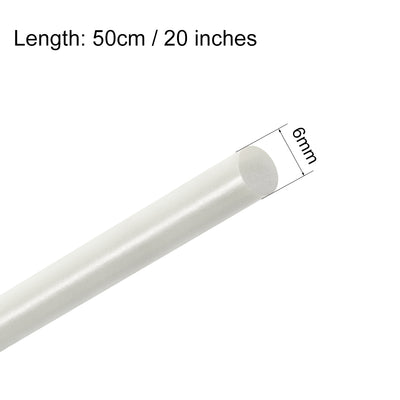 Harfington Uxcell FRP Fiberglass Round Rod,6mm Dia 50cm Long,White Engineering Round Bar 2pcs