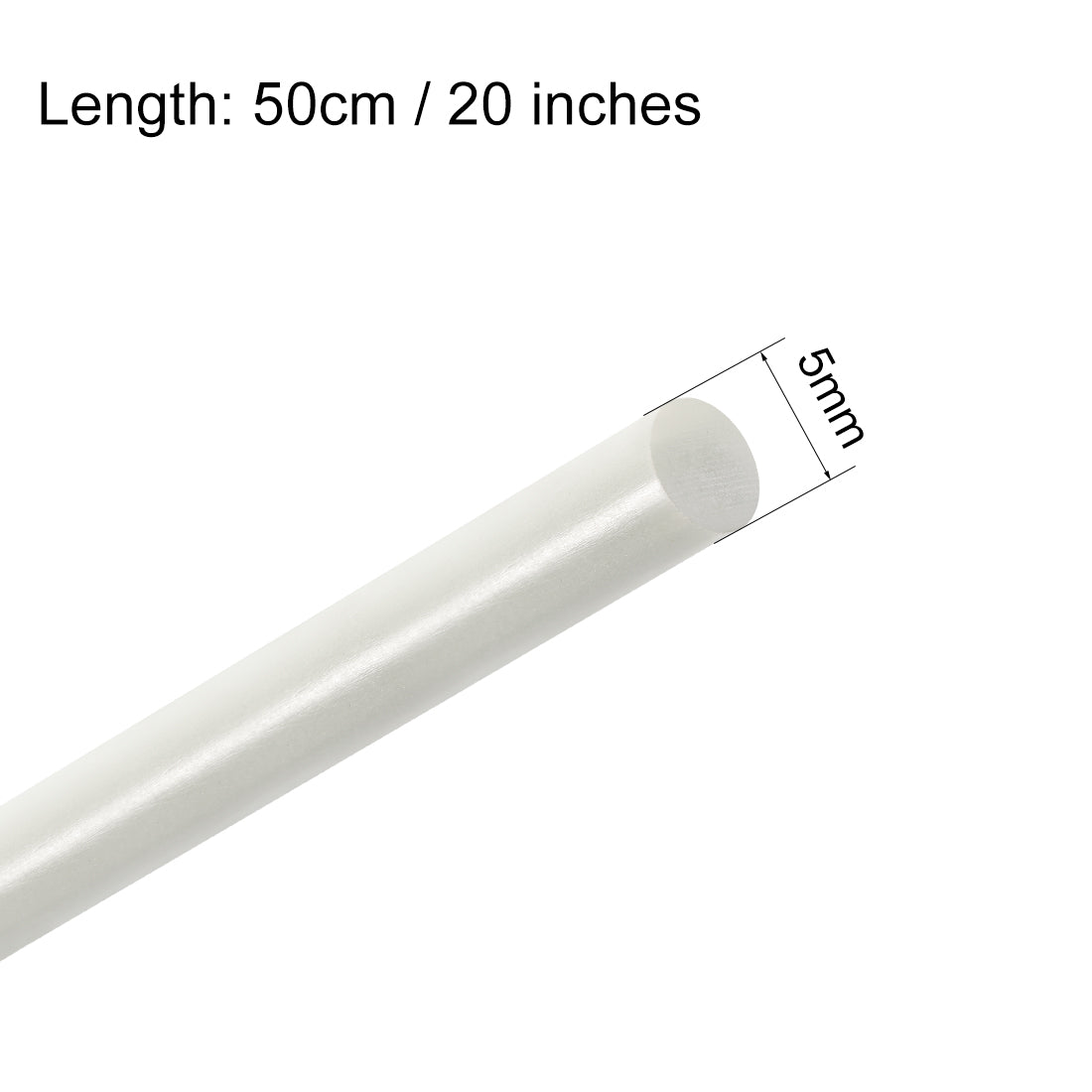 uxcell Uxcell FRP Fiberglass Round Rod,5mm Dia 50cm Long,White Engineering Round Bars 3pcs
