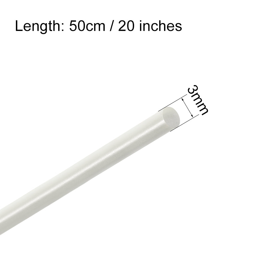uxcell Uxcell FRP Fiberglass Round Rod,3mm Dia 50cm Long,White Engineering Round Bars 2pcs